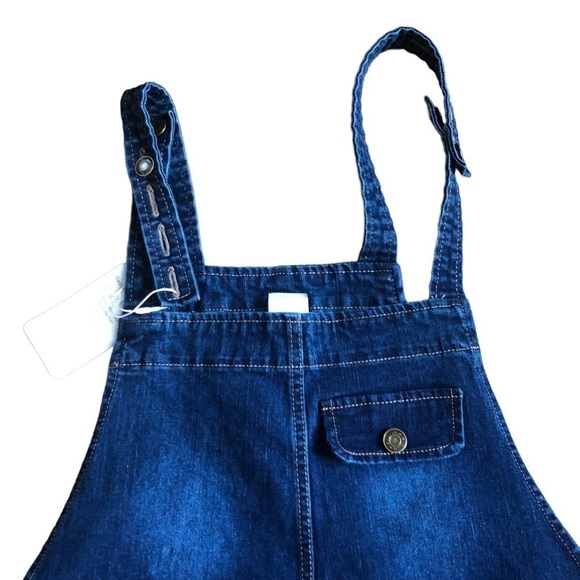 Soojun Casual Loose Fit Baggy Denim Bib Overall Sz M Cotton Stretch Blue Spring - Picture 10 of 15